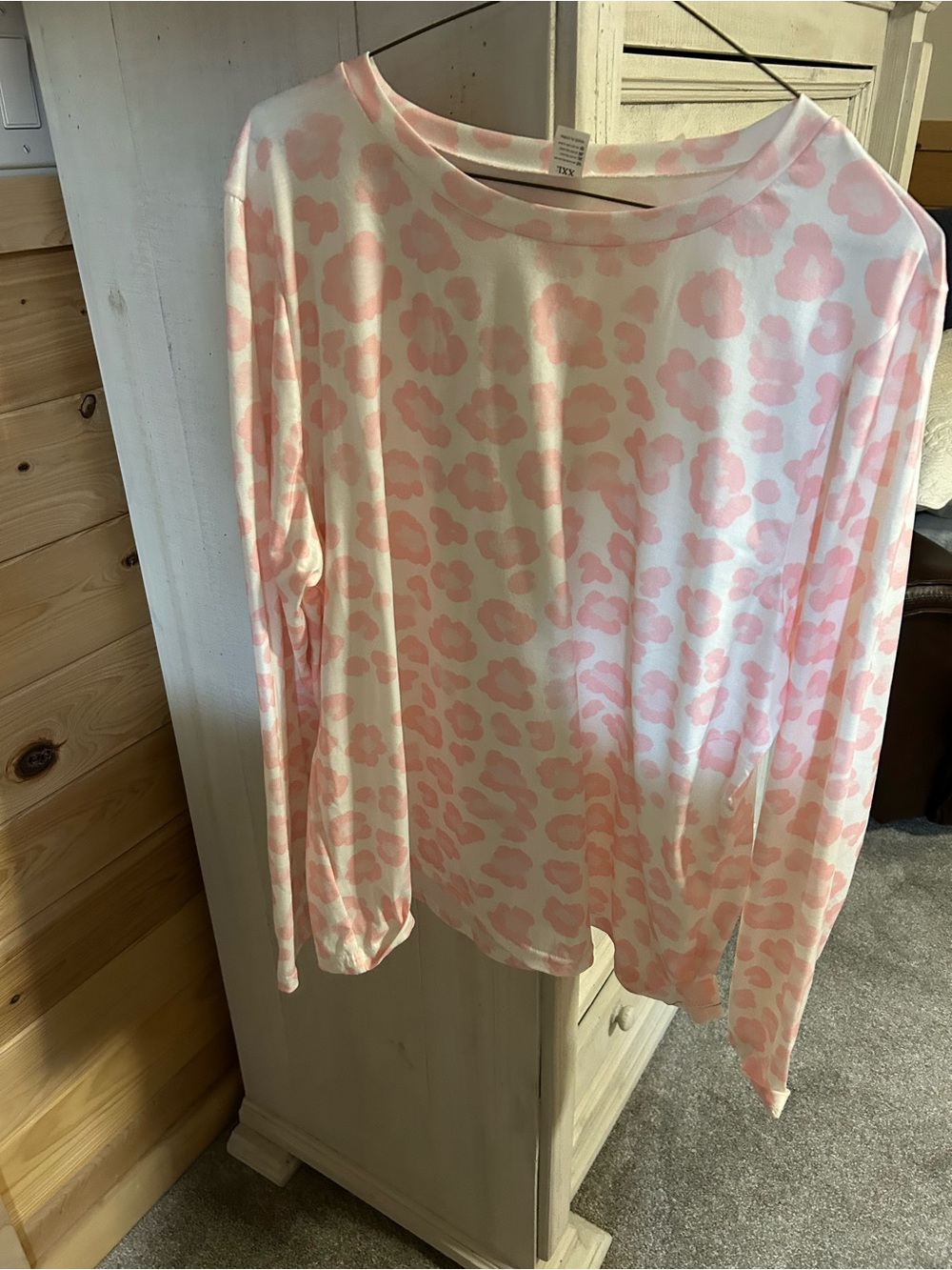 Pink Leopard Print Long Sleeve Top